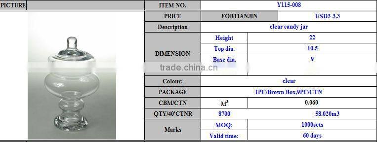 glass beautiful candy jar with lid handmade