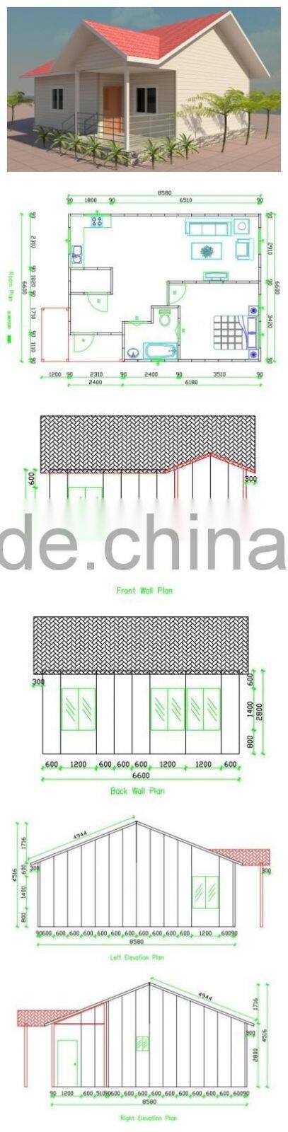 Earthquake resistance house for home light steel frame house concrete prefab house