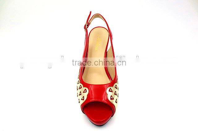 latest mix color high class middle heel slingback Sandals with net