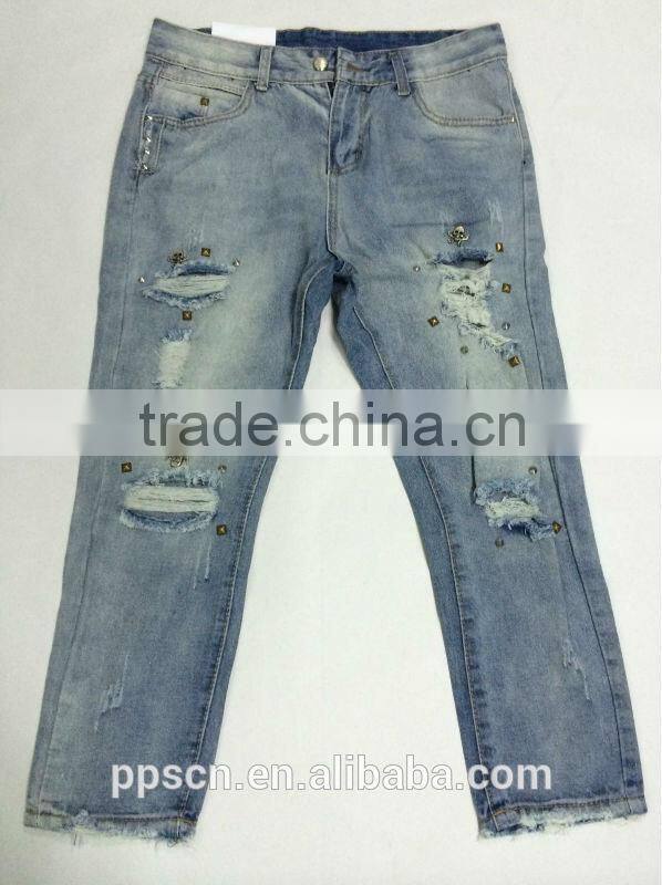 Hot Jeans Woman Jeans Denim Jeans Destroyed With Beading