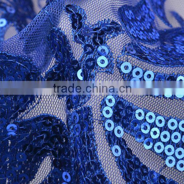 Hot sales flower sequin embroidery fabric for wedding dress