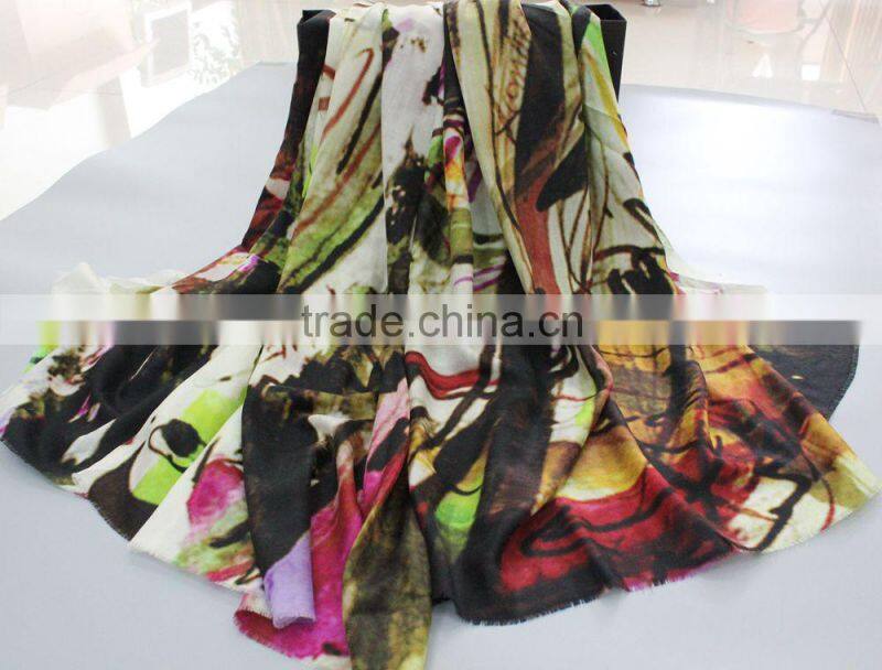fashion multicolor 100% wool pashmina scarf
