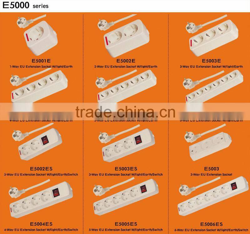 European style 4 way extension power socket with earth (E5004E)