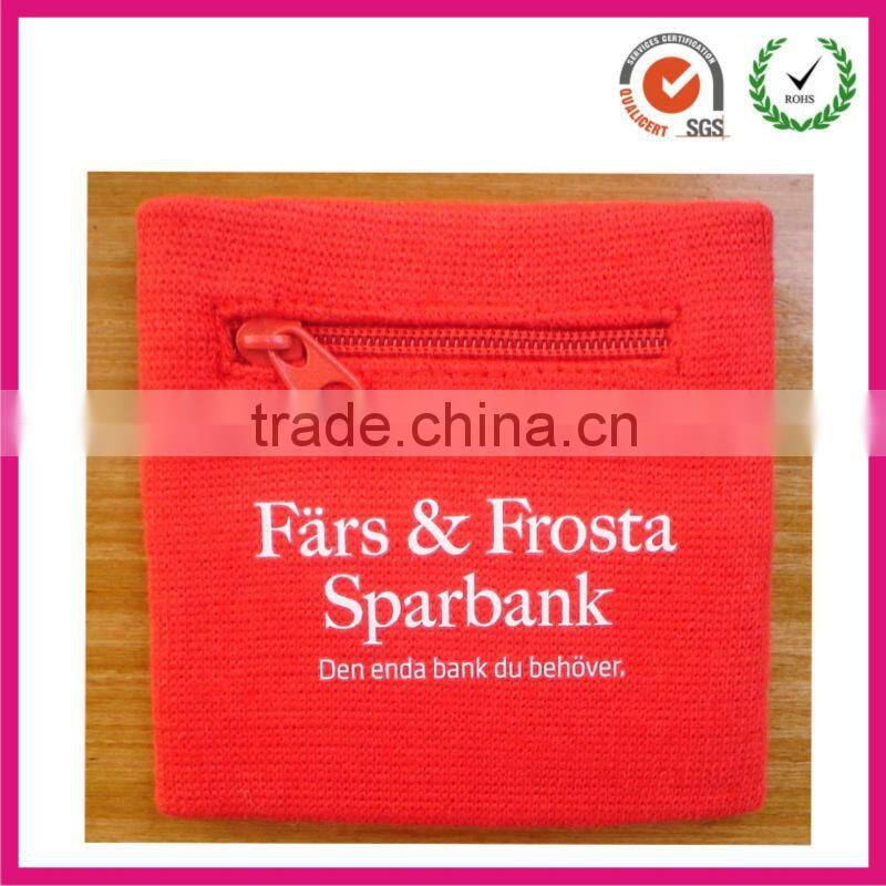 2013 Promotional Gift custom sports cotton toweling wrist sweatband with zipper