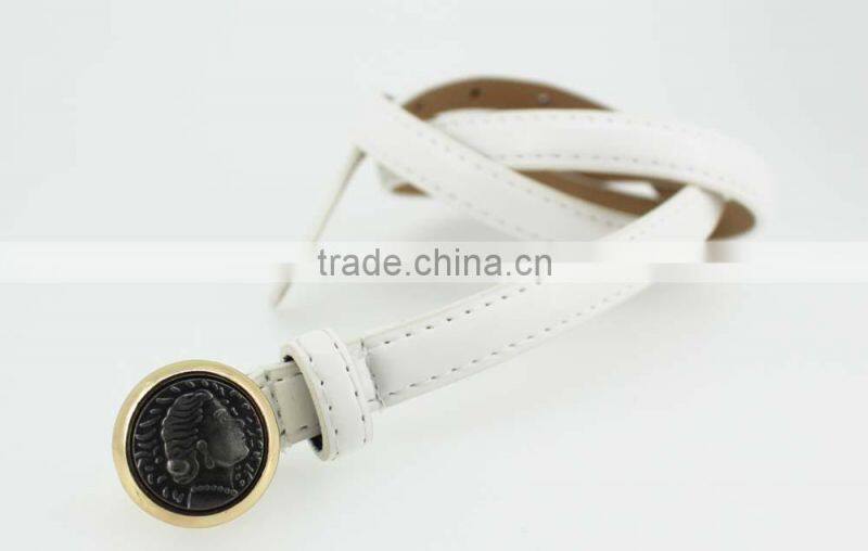 2015 NEW PU fashion girls dresses belt with Ebossed bronze buckles in yiwu