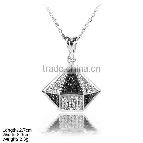 PZL-0013B Fashion Jewelry Rhombus Pendant Black Cubic Zirconia