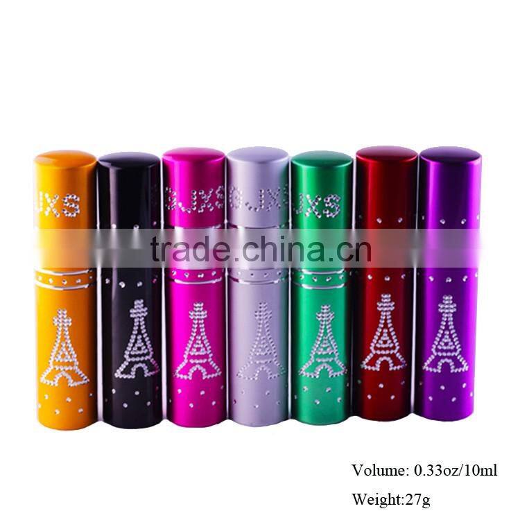 10ml Metallic Portable Perfume Spray Glass Bottles,Essential Oil Packaging Bottles With Pump Sprayer Cap