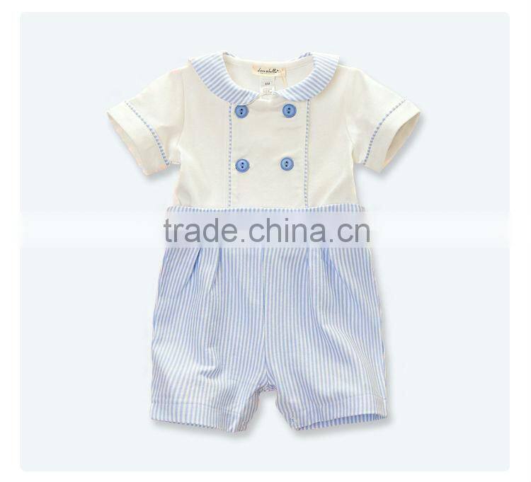 davebella summer new cotton striped short-sleeved one-piece baby suit baby coveralls DB164