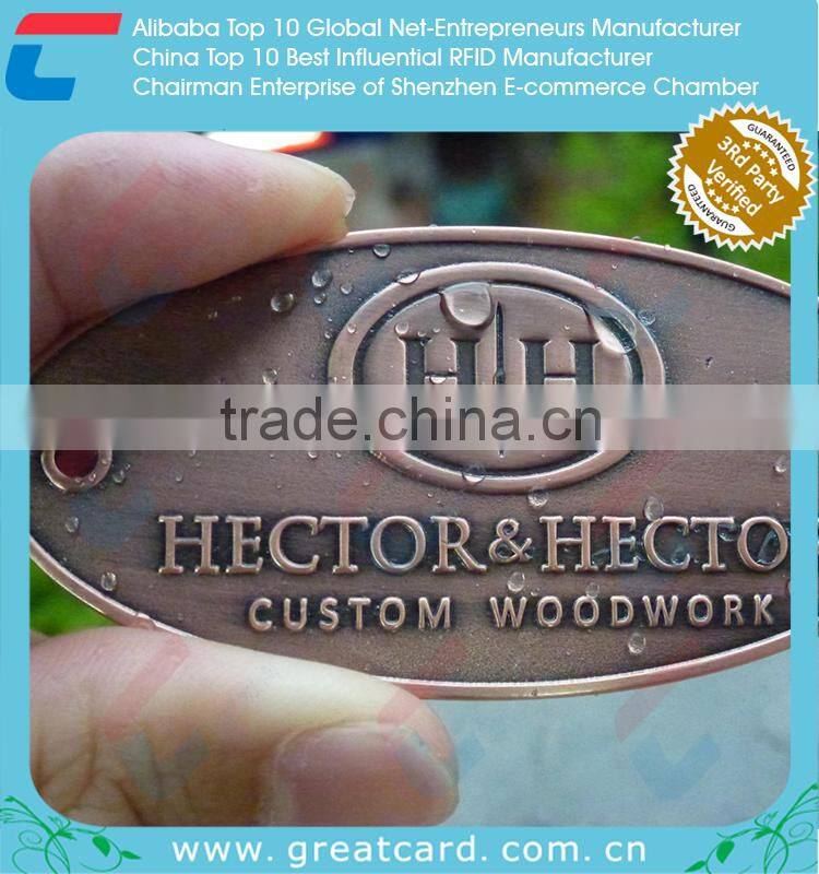 Decorative Golden Bronze Metal Tag For Furniture