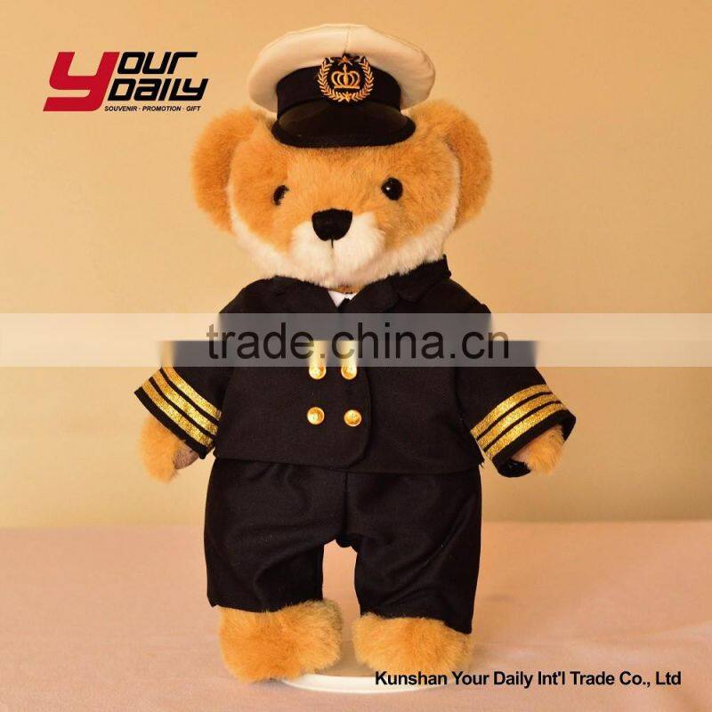 high quality stuffed plush teddy bear toys for uniform police man military pilot teddy
