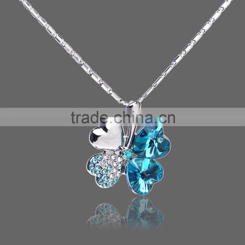 new model saudi gold stone Four Leaf Clover necklace chain