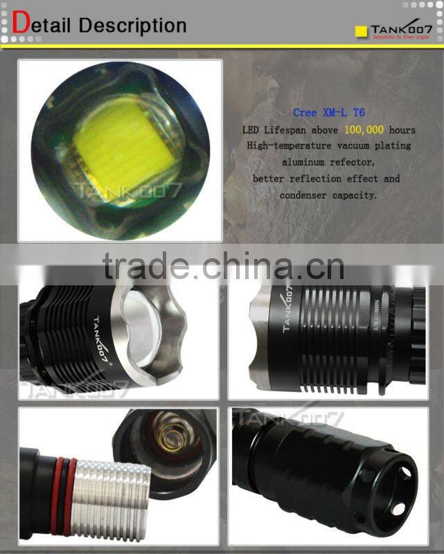 zoomable 1000LM xm-l t6 torch used for searching, rescue, exploring