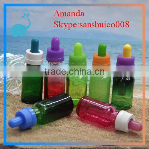 series products glass bottle with aluminum dropper cap, e-smoke glass bottle