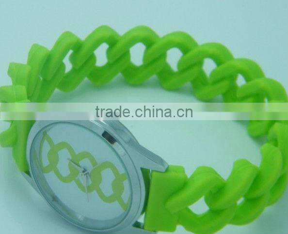 punk leisure braid silicone bracelet watch