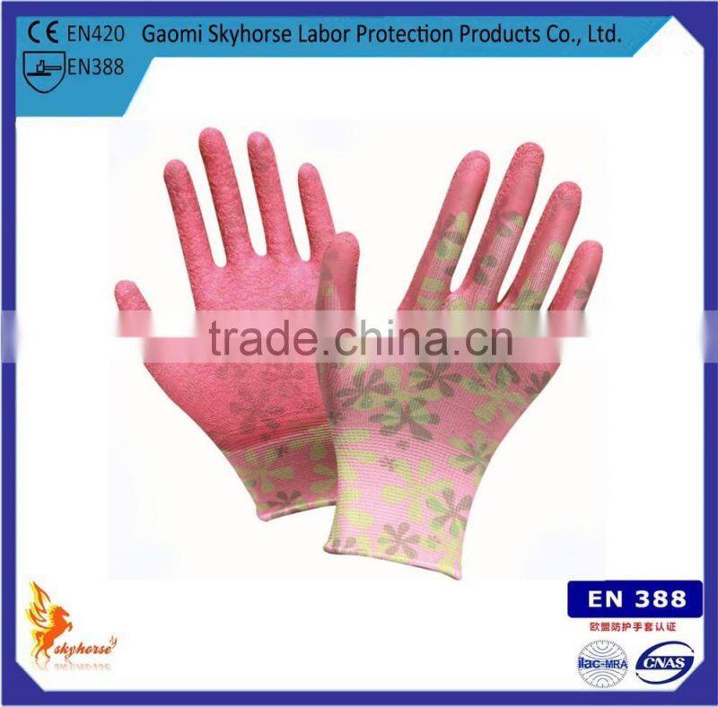 13G Nylon Liner PU Coated Women's Gardening Gloves