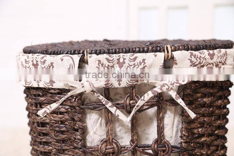 set of 3 maize weaved laundry hamper with lining