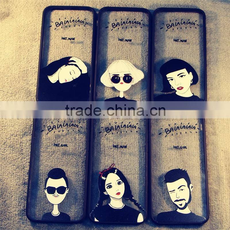 Fashion Couple Case TPU Bumper with Plastic Back Case For iPhone 6