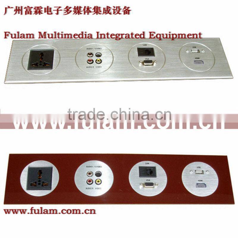 Aluminum Multimedia wall oulet connector with RCA VGA HDMI NET AV USB