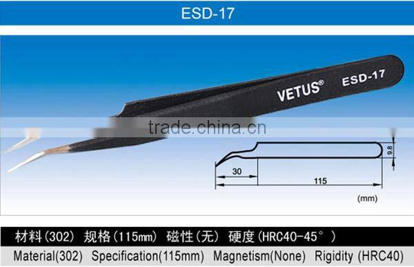 cleanroom Acid resistant ESD stainless steel tweezers