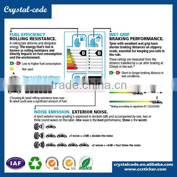 Cheap car strong adhesive Tyre label, Rubber tyre sticker, Strong adhesive tire sticker