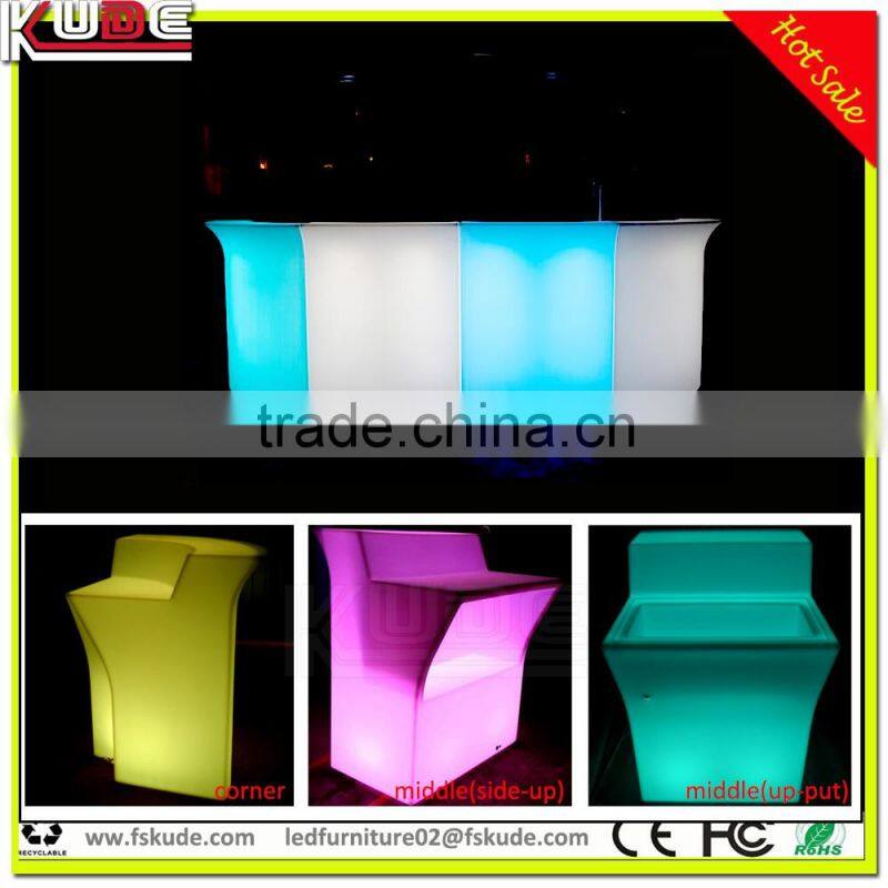 Color light up options mobile nightclub bar counter with remote control