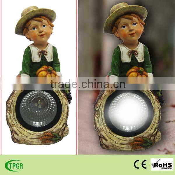 Thanksgiving decoration resin scarecrow figurine led solar lighting