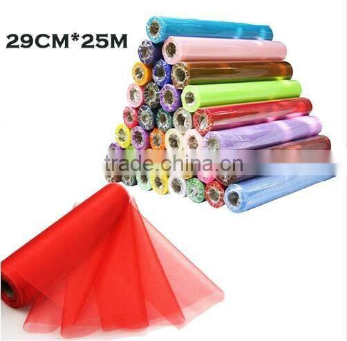 25M X 29CM Organza Roll Sash Chair Bows Table Runner Sashes Swags For Wedding