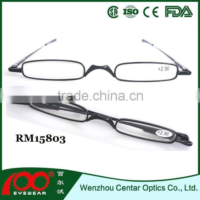 2015 Small frame reading glasses with metal case;Wholesale reading glasses;Slim Metal reading glasses with pen box
