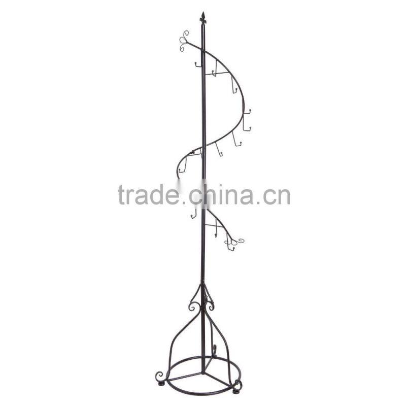 Black Metal Coat Hat Rack 2-tier Garment Drying Rack Clothes Shoe Organizer