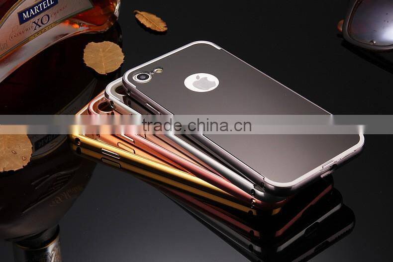 Deluxe Electroplating Mirror TPU Cover for iPhone 7 7 Plus Plating Bumper+Hard Plastic Cover Case