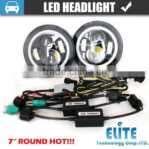 7 inch round led headlight 12v 24v for car or motor meet E-mark standard
