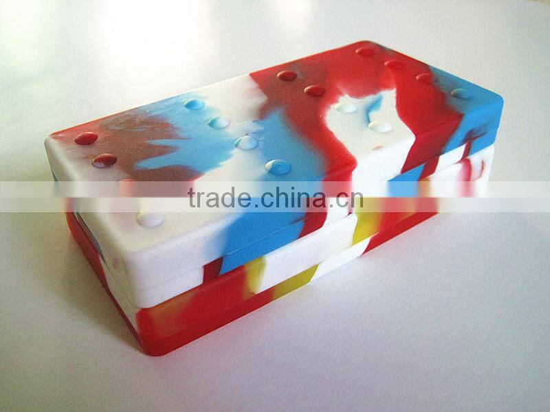 FDA food grade stackable non stick 26ml 2 compartments large platinum cured new style silicone dab rectangle stackable container