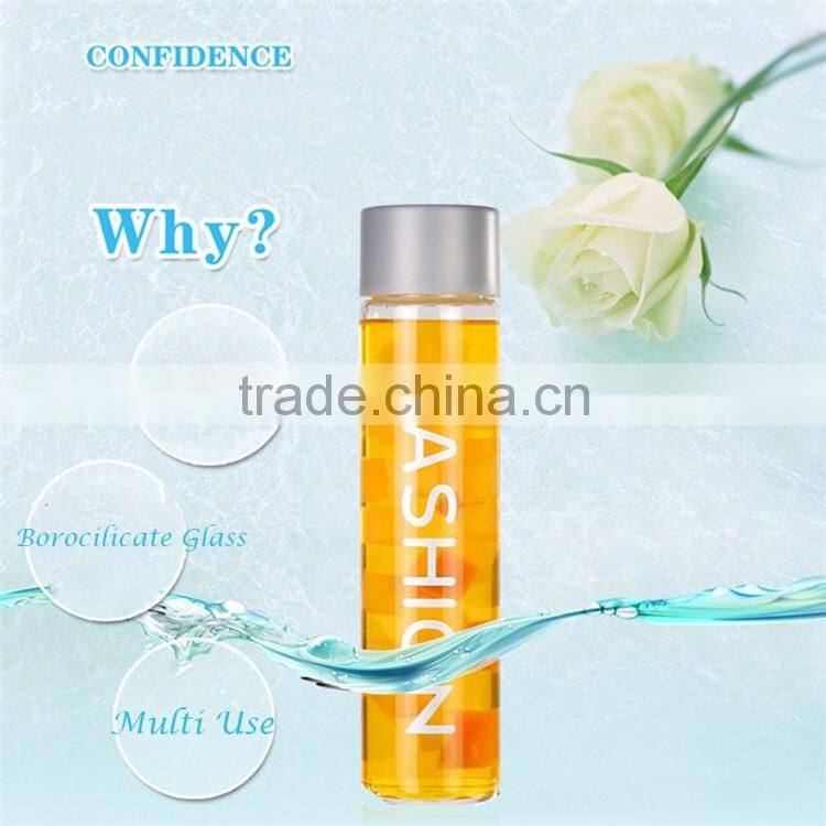 Brief and Fashion Style High Transparent Glass Water Bottle Borosilicate Made Candy Color