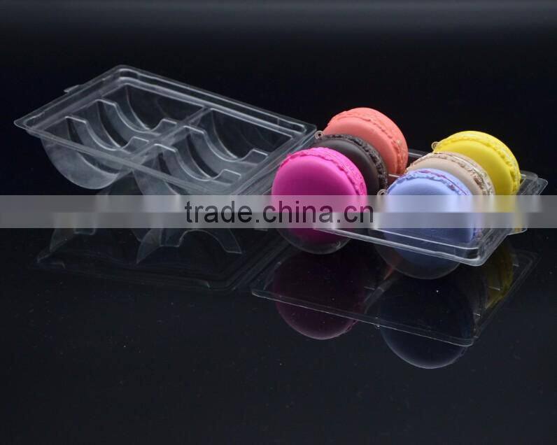 Wholesale disposable clear plastic clamshell gift macaron packaging box