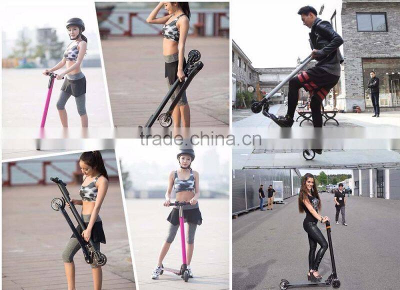 Carbon fiber folding electric scooter with 5 inch solid tires for adult