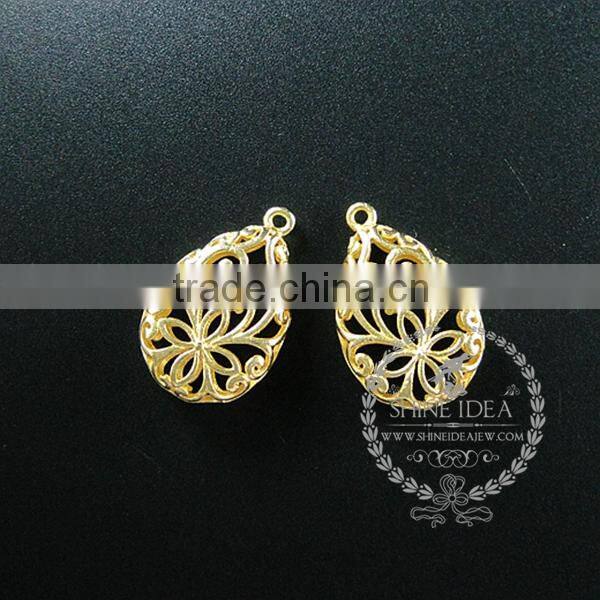 17*27mm raw brass hollow flower filligree water drop shape DIY pendant charm jewelry supplies 1850243