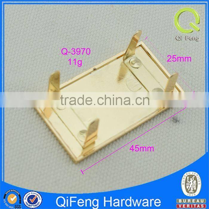 Q-3970 custom logo pendant metal private label gold rectangle shape