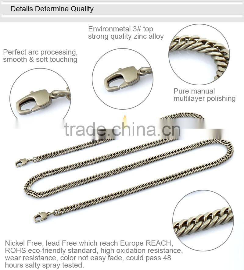 Pearl nickel decorative metal chain with snap hook for handbag