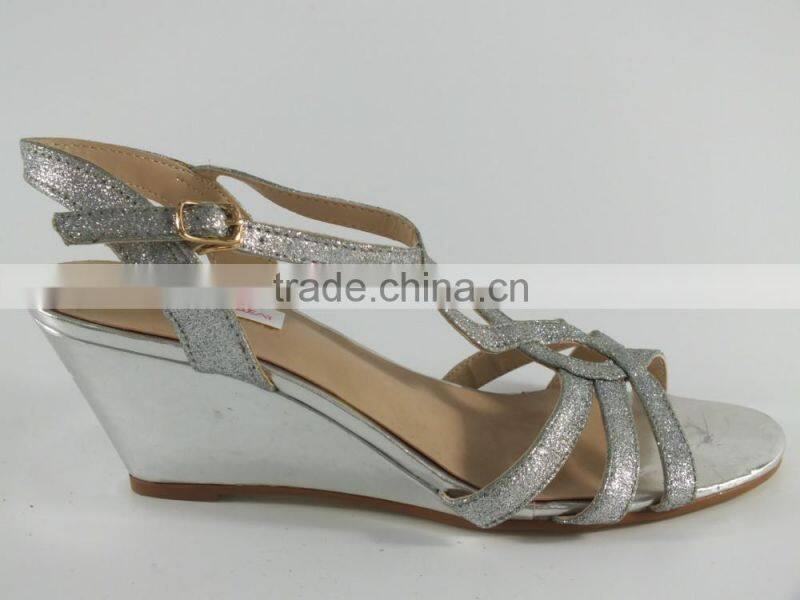 Ladies fashion wedge sandals ladeis leather wedge shoe comfortable