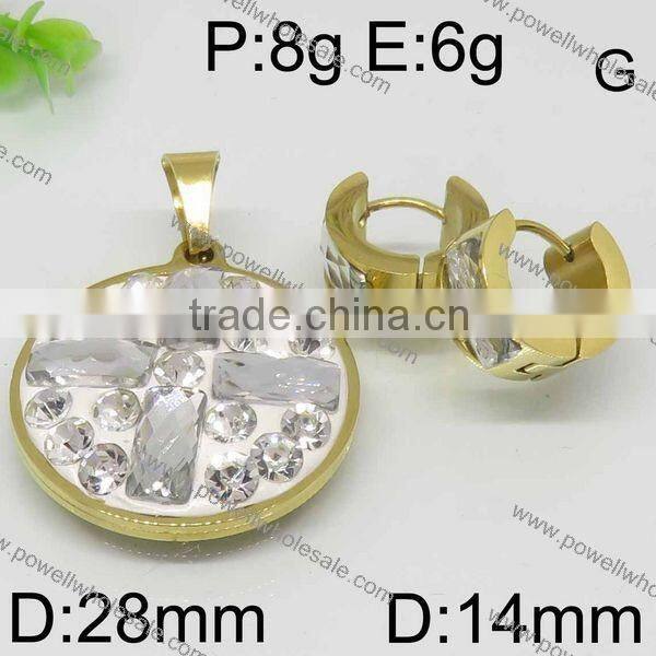 Fashion deisgns round shape gold pated jewelry set wholesale thailand