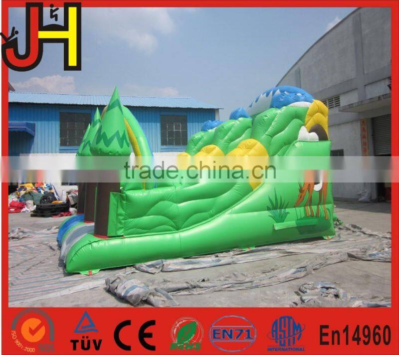 Green forest jungle jumper inflatable bouncer slide, forest water slide