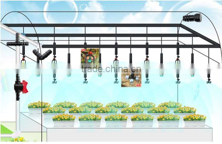 Drip irrigation and sprinkler irrigation in garden agriculture farm and greenhouse