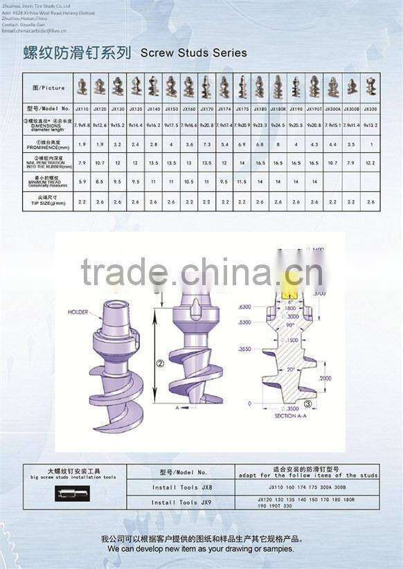 JX110 carbide tire studs winter screw motorcycle race studs