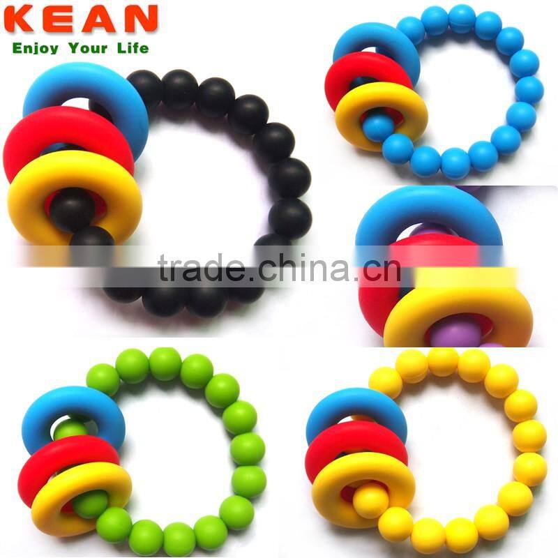 approved by FDA/ SGS/LFGB/CE teething baby Colorful Silicone Baby Chewing Silicone Bracelet