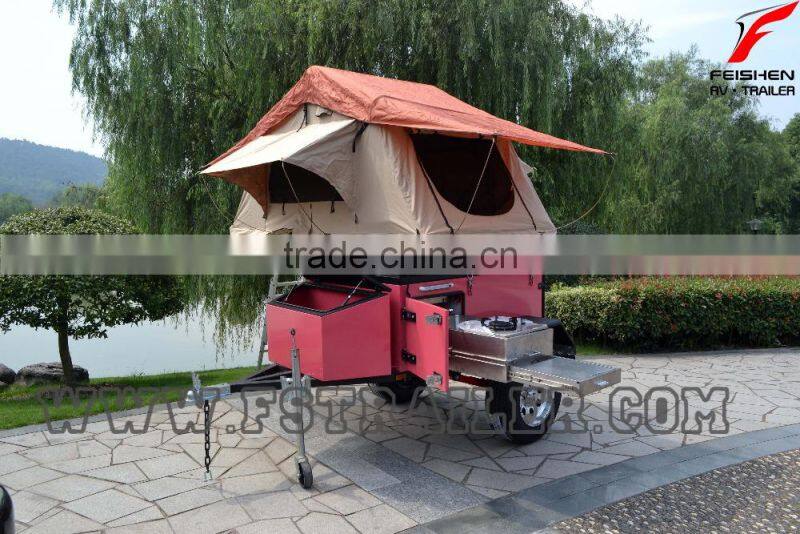 Newest design off road roof tent camper trailer with kitchen system