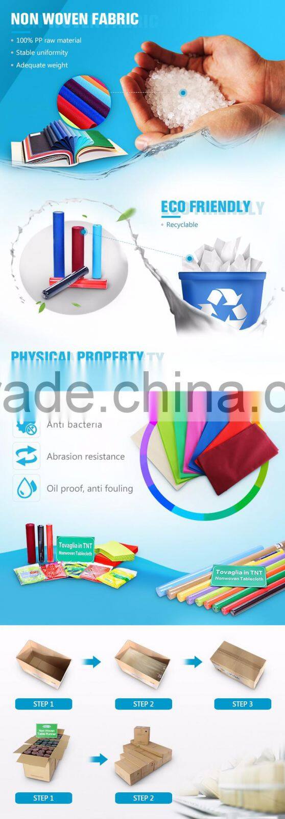 New Products On China Market Pp Fabric Tablecloth Lines Polypropylene Rolls