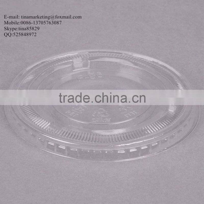 Custom High Quality PS Plastic Clear Flat Lid with Straw Slot for Clod Drink Cup