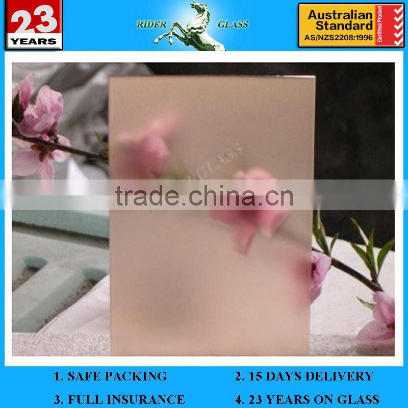 3-12mm Acid Etch Low Iron with AS/NZS 2208 Tempered Glass