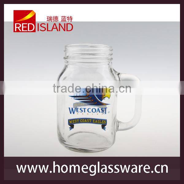 600ml custom log drinking glass mason jar with handle