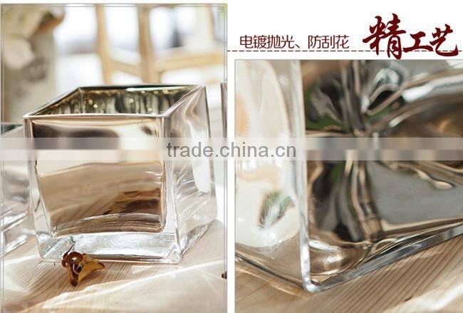 New design wedding table floral ornaments square glass vase